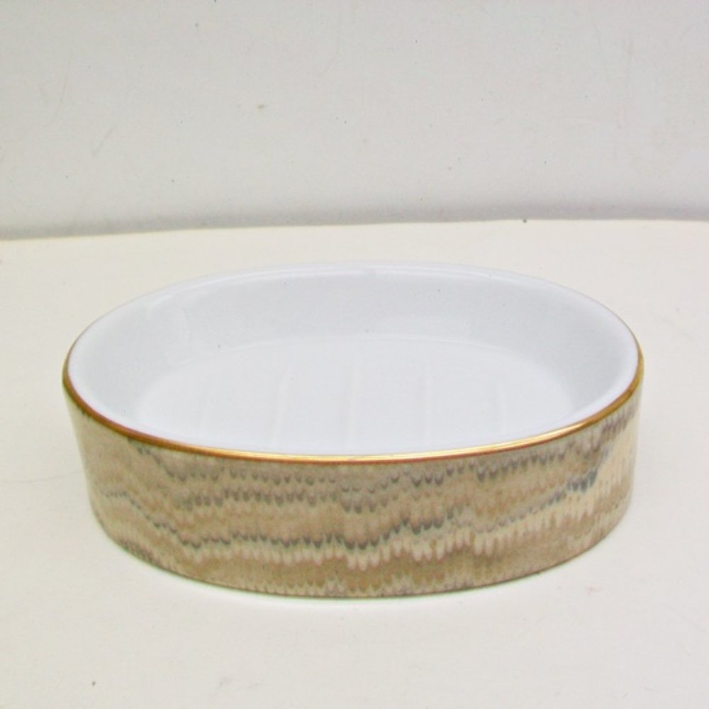 Mikasa VIBRATION Soap Dish L5284 Beige Porcelain Bathroom Vanity Collectible